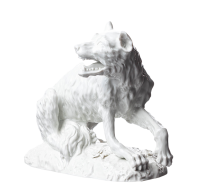 figurine seated wolf Meissen designed by Johann Joachim K&auml;ndler Animals 1st Choice form 78834 (alt: 1243) 1977 hight:14cm
