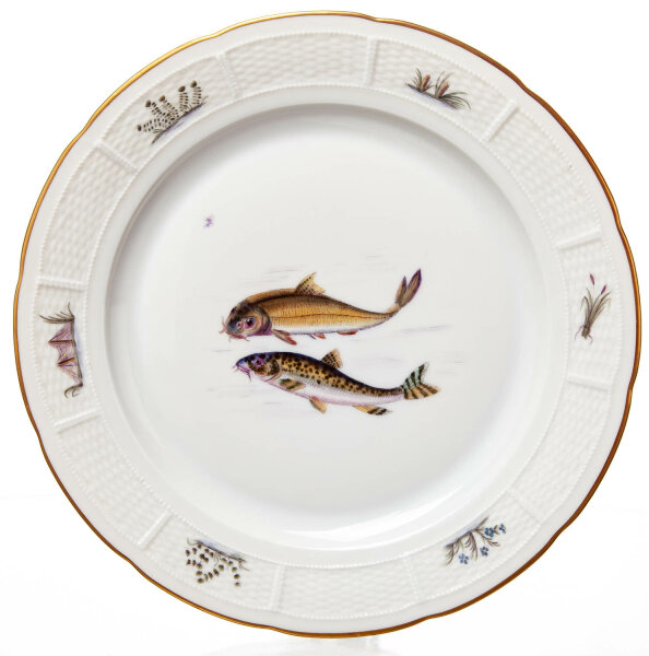 dinner plate fish painting No. 1693 Nymphenburg 1st Choice after 1917 (24,5cm)
