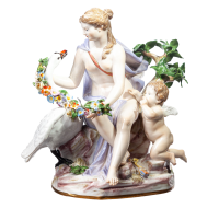 figurine Leda with swan Meissen designed by Johann Joachim K&auml;ndler mythological figurines 1st Choice form 433 1850-1924 hight:18cm