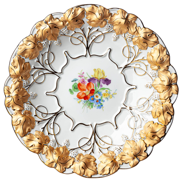 cake bowl B-Form flowers Meissen splendor objects form 54161 1st Choice 1991 (27cm)