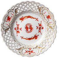 pierced plate red dragon pattern Meissen New Cutout form...