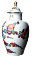 vase with lid indian flower pattern with crane Meissen...