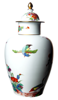 vase with lid indian flower pattern with crane Meissen New Cutout form 51085 1st Choice 1990 (34cm)