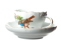 coffee cup and saucer Meissen bird and insects painture...