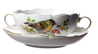 soup cup &amp; saucer bird pattern Meissen form 000656 1st Choice after 1970