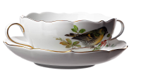 soup cup &amp; saucer bird pattern Meissen form 000656 1st Choice after 1970
