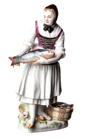 figurine fisher woman with basket Meissen 1st Choice form...