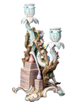 candlestick Paracelsius with flowers applications Meissen mythological figurines designed by Johann Joachim K&auml;ndler form 986 1st Choice 1850-1924 (23cm)