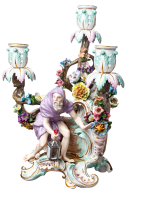 candlestick Diogenes with flowers applications Meissen...