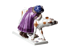 figurine girl with calf Meissen designed by Max Bochmann Animals 1st Choice form Y191 1910-1924 hight:12,5cm