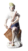 figurine fisherman Meissen designed by Johann Joachim K&auml;ndler 1st Choice form 73113 (alt: 1220) 1989 hight:20cm
