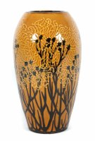 Vase in Schlickermalerei Karlsruher Majolika Manufaktur von Alfred Kusche Modell 2339 B 1. Wahl um 1910 (17cm)