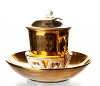 lidded cup golden pattern Meissen form 213 56 1st Choice after 1930 (14,5cm)
