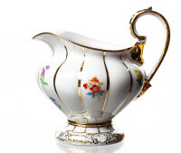 creamer light gold and colored flowers Meissen X-Form...