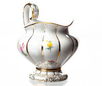 creamer light gold and colored flowers Meissen X-Form designed by Ernst August Leuteritz 1st Choice 1982