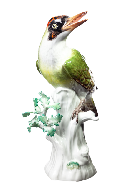 figurine green woodpecker Meissen designed by Johann Joachim Kändler 1st Choice form 77033 1985 hight:28cm