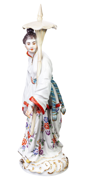 figurine Asian woman with umbrella Meissen designed by Johann Joachim Kändler Foreigner Groups 1st Choice form 65645 1993 hight:20cm
