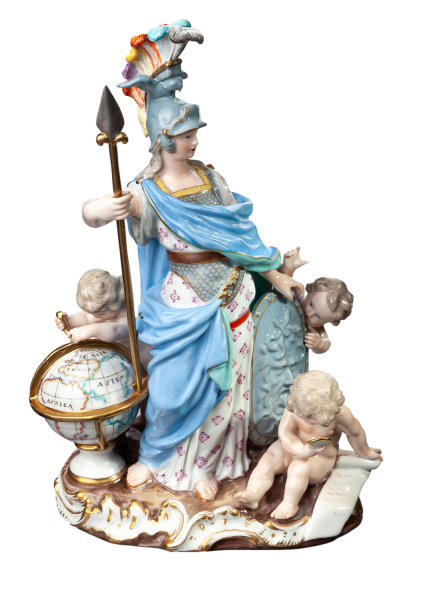 Figur Pallas Athene mit 3 Amoretten Meissen von M.A.Acier Mythologische Figuren 1. Wahl Modell D2 1850-1924 Höhe:22cm