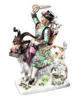 figurine tailor riding on goat Meissen designed by Johann...