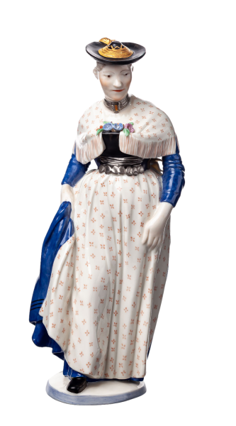 figurine Woman of Miesbach in traditional dress Nymphenburg designed by Resl Schröder Lechner figurines with tradional glothes 1st Choice form 831 0 after 1940 hight:20cm