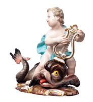 figurine Amor riding on dolphin Meissen designed by Johann Joachim K&auml;ndler N/A 1st Choice form 1846 1850-1924 hight:13,8cm
