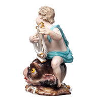figurine Amor riding on dolphin Meissen designed by Johann Joachim K&auml;ndler N/A 1st Choice form 1846 1850-1924 hight:13,8cm