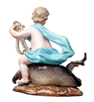 Figur Amor auf Delphin reitend Meissen von Johann Joachim K&auml;ndler N/A 1. Wahl Modell 1846 1850-1924 H&ouml;he:13,8cm