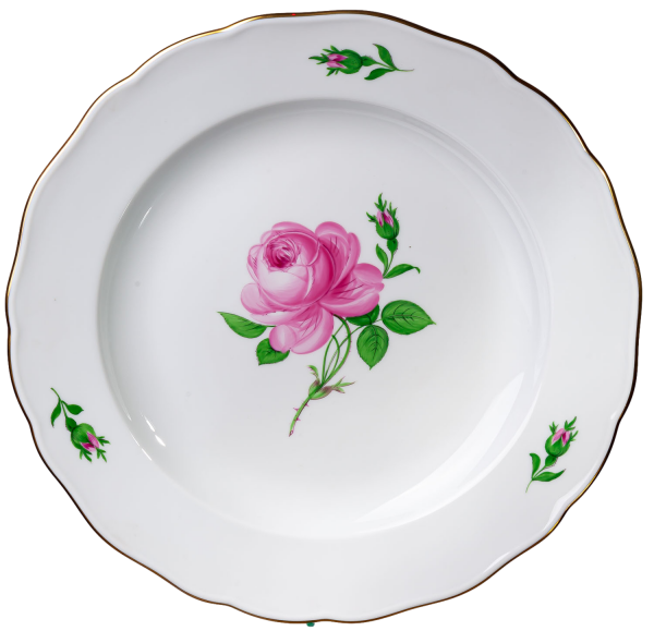dinner plate red rose Meissen New Cutout form 00475 1st Choice 1989 (25cm)