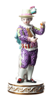 figurine boy playing badmindon Meissen designed by Victor Acier galant people 1st Choice form F31 1850-1924 hight:16cm