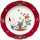 Dinner plate kakiemond decor with birds red fond Meissen New Cutout form 22 1st Choice 1850-1924 (24,5cm)