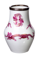 vase purple dragon pattern silver rim Meissen New Cutout form T80 1st Choice 1850-1924
 (13cm)