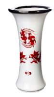 trumpet vase red dragon pattern silver rim Meissen New Cutout form 480 1st Choice 1965 (12,5cm)
