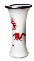 trumpet vase red dragon pattern silver rim Meissen New...