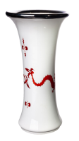 trumpet vase red dragon pattern silver rim Meissen New Cutout form 480 1st Choice 1965 (12,5cm)