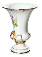 vase splendor pattern flowers goldbronce painting Meissen B-form 1st Choice (19cm)
