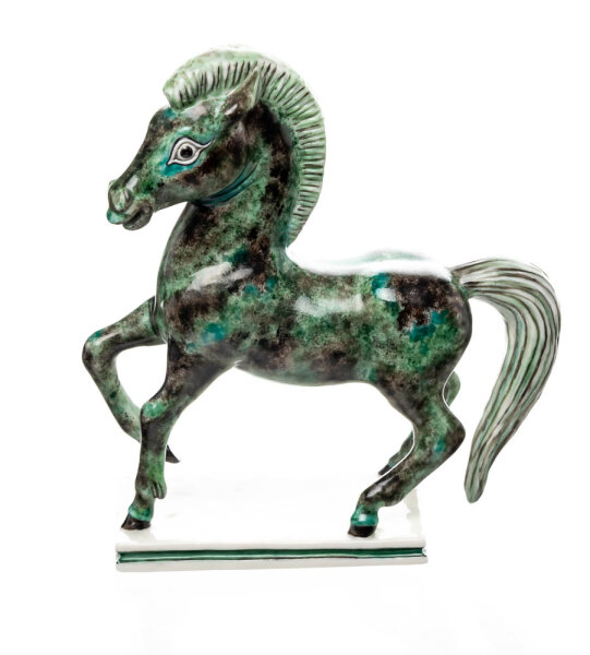 Figur antikes Pferd trabend Nymphenburg von Luise Terletzki-Scherf Tierfiguren 1. Wahl Modell 988b nach 1958 Höhe:16cm