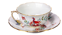 tea cup &amp; saucer chinese dragon and storc Meissen New Cutout designed by Johann Joachim K&auml;ndler 1st Choice 1924-34