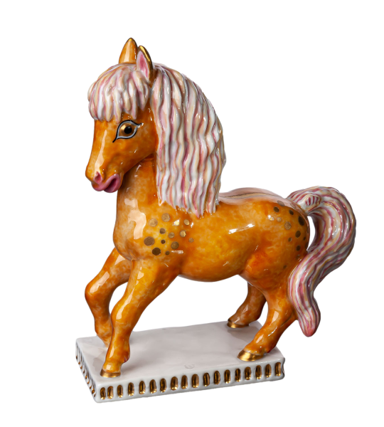 figurine fairytales pony trotting Nymphenburg designed by Luise Terletzki-Scherf Animals 1st Choice form 989 P after 1958 hight:16cm