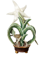 figurine bird with orchid Nymphenburg designed by Luise Terletzki-Scherf Animals 1st Choice form 860 after 1931 hight:19cm