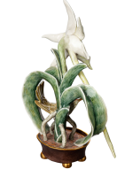 Figur Vogel mit Orchidee Nymphenburg von Luise Terletzki-Scherf Tierfiguren 1. Wahl Modell 860 nach 1931 H&ouml;he:19cm