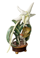 Figur Vogel mit Orchidee Nymphenburg von Luise Terletzki-Scherf Tierfiguren 1. Wahl Modell 860 nach 1931 H&ouml;he:19cm