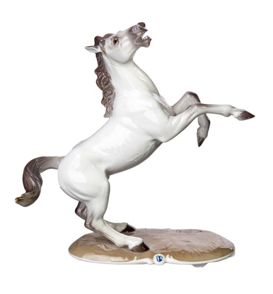 Figur steigendes Araber Pferd Nymphenburg von August Göhring Tierfiguren 1. Wahl Modell 800a nach 1960 Höhe:18cm