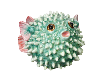 figurine blowfish in green Nymphenburg designed by Luise Terletzki-Scherf Animals 1st Choice form 2008 P 1930-1976 hight:7cm
