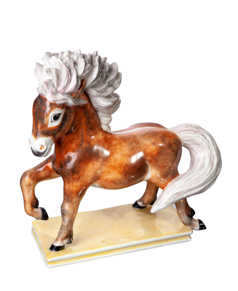 figurine Shetland pony trotting Nymphenburg designed by Luise Terletzki-Scherf Animals 1st Choice form 988b after 1958 hight:16cm