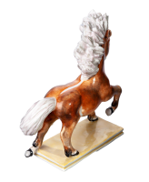 Figur Shetlandponny trabend Nymphenburg von Luise Terletzki-Scherf Tierfiguren 1. Wahl Modell 988b nach 1958 H&ouml;he:16cm