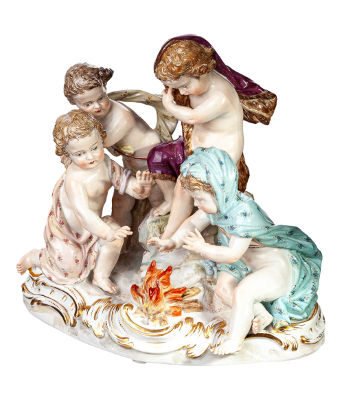 figurine Allegory of Winter with 4 cubits  Meissen designed by Johann Joachim Kändler allegories 1st Choice form 2495  1850-1924 hight:17cm