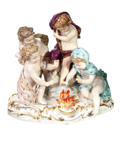 figurine Allegory of Winter with 4 cubits  Meissen designed by Johann Joachim K&auml;ndler allegories 1st Choice form 2495  1850-1924 hight:17cm
