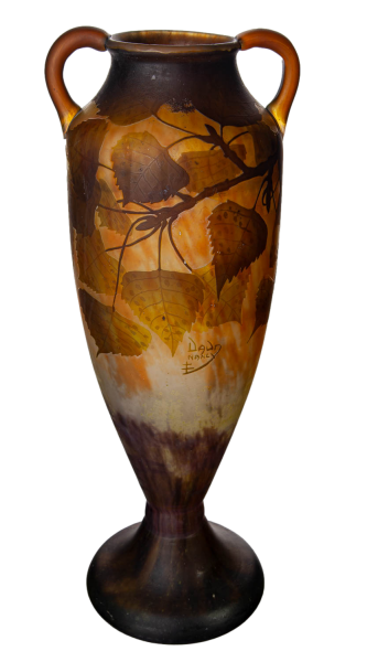 vase cameo peuplier pattern Daum Nancy 1st Choice arround 1910 (43cm) RARE