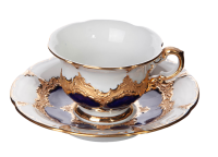 mocha cup & saucer Meissen B-Form royal blue splendor...