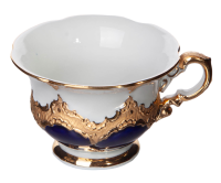 mocha cup &amp; saucer Meissen B-Form royal blue splendor pattern Meissen designed by Ernst August Leuteritz form B154 a/b 2nd Choice 1983 (12,8 cm)